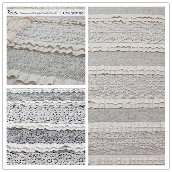 Multilayer Bridal Stretch Lace Trim Fabric Eco Friendly 50’’- 52’’ CY-LW0182