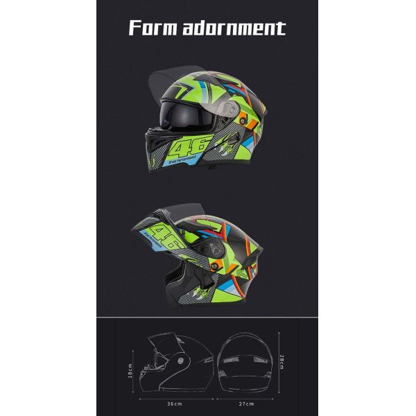 DOT Certified Custom Double Lenses Modular Flip Up Motorcycle Helmet for M-L-XL-XXL