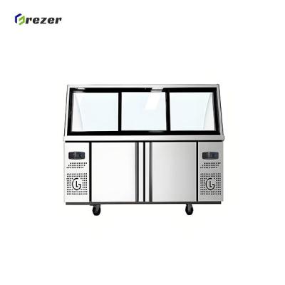 R290 Horizontal Display Freezers Anti Fog Island Display Freezer Energy Efficient For Sausage Pizza