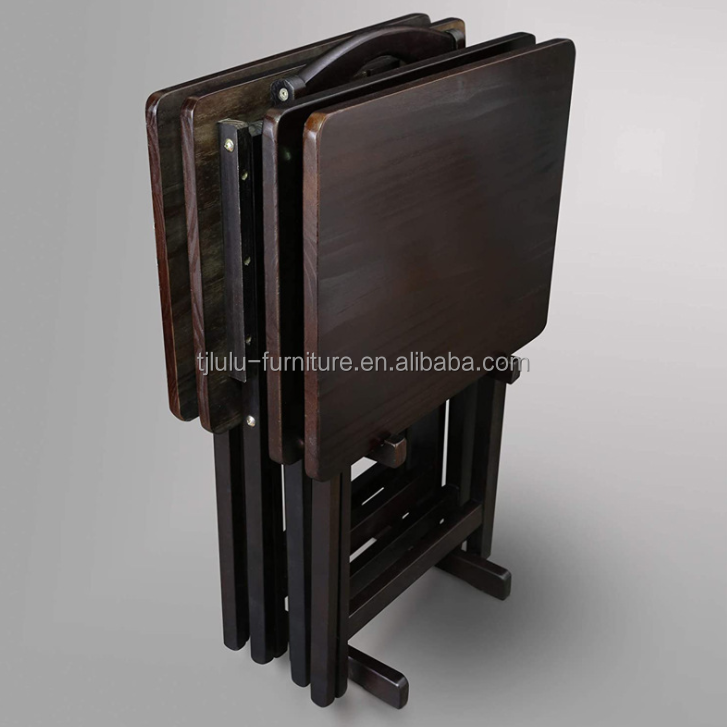 Mesa de comedor plegable de madera sólida para estudio y portabilidad en ambientes al aire libre