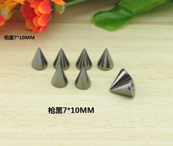 10*7mm Gun Black Bullet Rivet Spikes Stud Punk