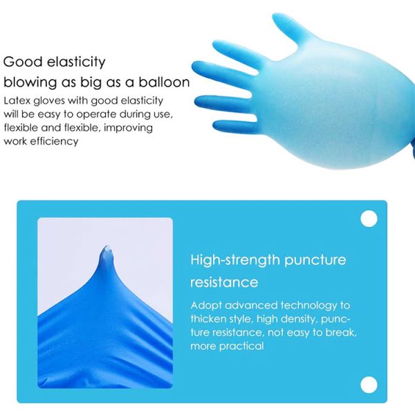 Blue Rubber Non Sterile Gloves Nitrile Disposable Powder Free Fully Palm