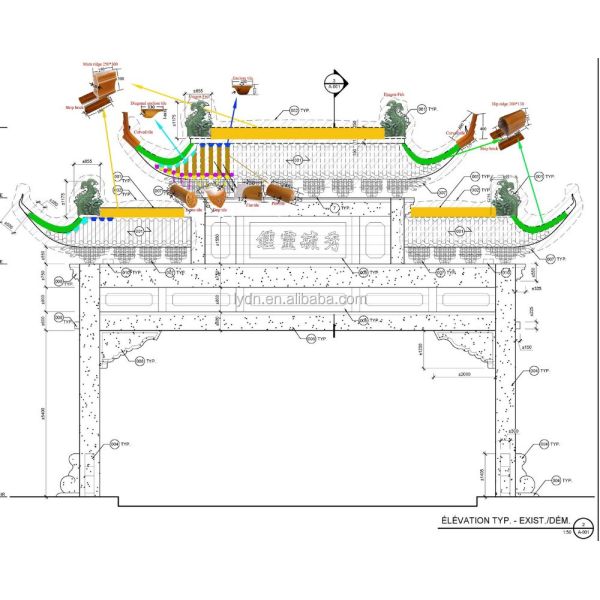 Дом 160mm пагоды черепиц боксита китайский застекленный традиционный