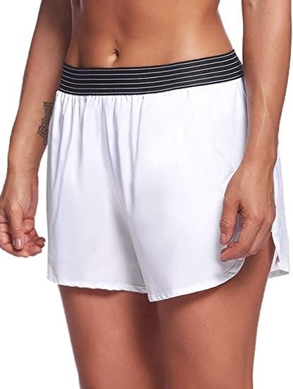 Bolsos laterais do short do motociclista das mulheres do short dos esportes das breves mulheres elásticas da faixa