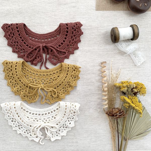 Y-F Designer Baby Girls Lotus Leaf Collar Cotton Lace Hand Crochet Hook Flower Cervical Fake Collar
