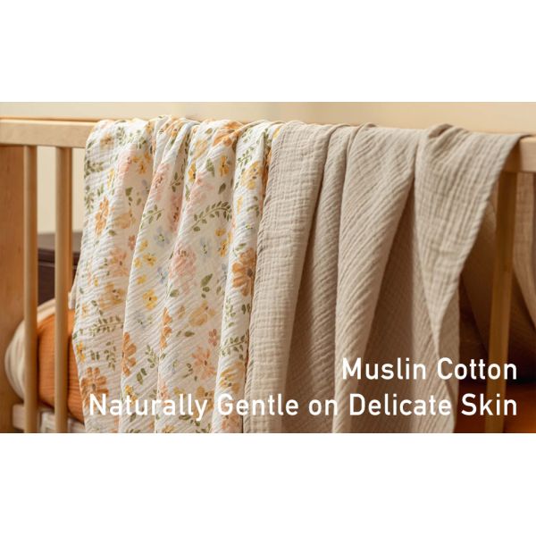 3-Pack Receiving Blanket for Newborn，Muslin Baby Swaddle Blanket with Pastoral Whispers