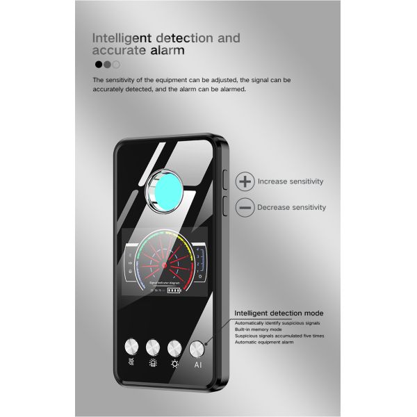 1MHZ - 8000MHz Anti Tracking Blocker T2 RF Signal Detector 1200mah Power Supply For Safe Signal Scanning