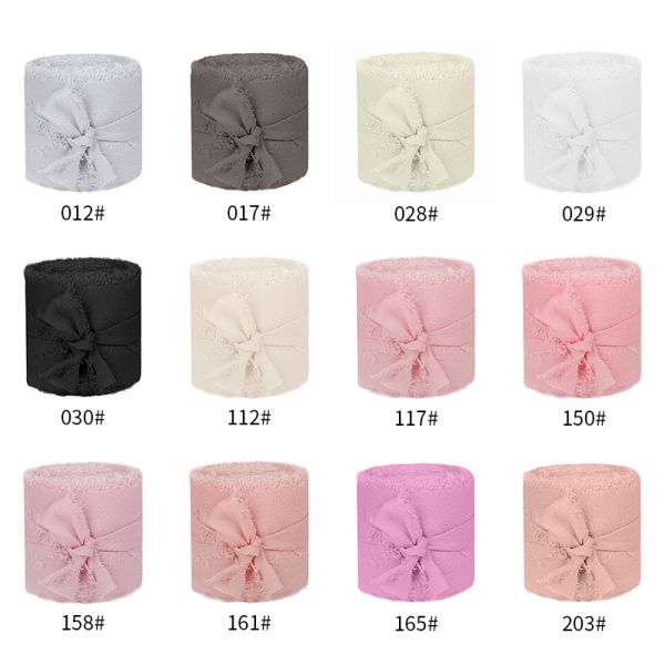 Organza Fabric Type Handmade Frayed Edged Chiffon Silk Ribbon for Wedding Invitations