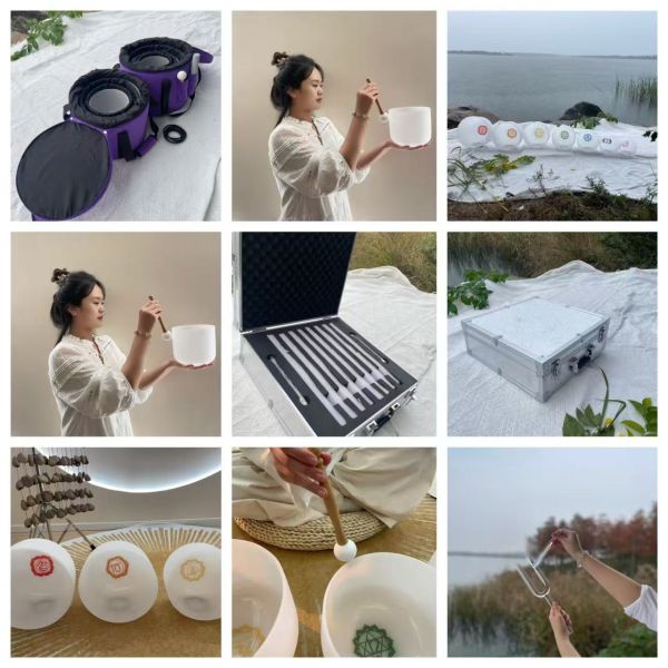 7 Chakra Quartz Singing Bowl Set with 99.99% Pure Quartz Crystal for Chakra