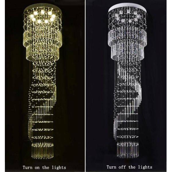 K9 Crystal Chandelier Modern Flush Mount Crystal Light Spiral Ladder Luxury staircase long chandelier(WH-NC-17)