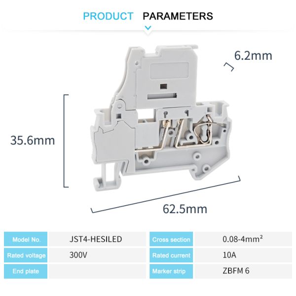 ST4-HESILED Fuse Led Terminal Block Spring Clamp Wiring 300V