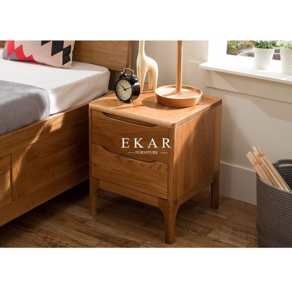 European Style Bedroom Furniture Imported Oak Night Stand Bedside Table Wood