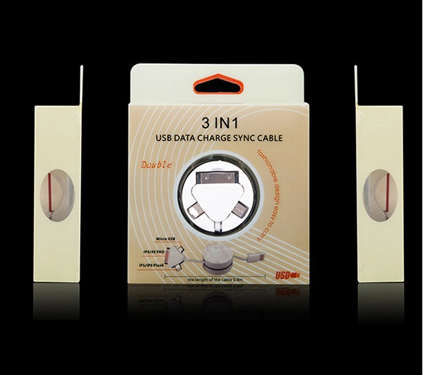 2017 new design Round shape extended multi usb cable 3in1original micro usb data cable