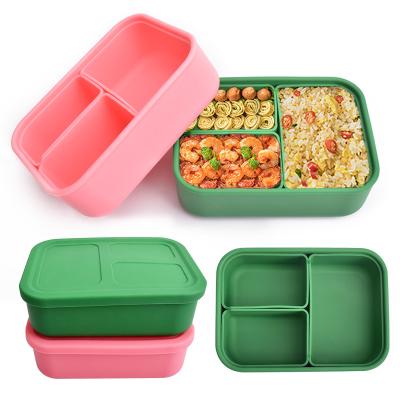 Conteneurs inoffensifs incassables de déjeuner de silicone, boîte de rangement micro-ondable de silicone