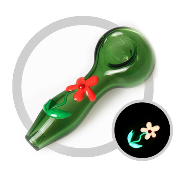 Hand Glass Smoking Pipe Pocket Tobacco Pipe With Red Flower On Glass Pipes