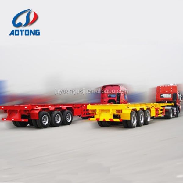 Truck Trailer 3 Axles 40ft Container Chassis Trailer with Gooseneck or Straight Beam