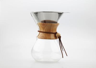 Durable Glass Drip Coffee Pot With Classic Polished Wood For Making Coffee