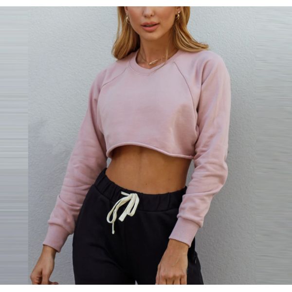 Связанная женщинами фуфайка простого урожая фуфайки шеи экипажа 230gsm верхняя