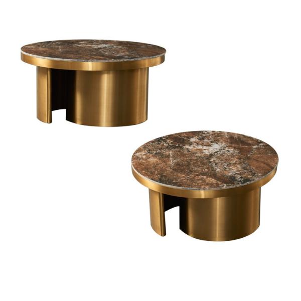 Gold Titanium Ceramic Marble Nordic Coffee Table round Minimalist