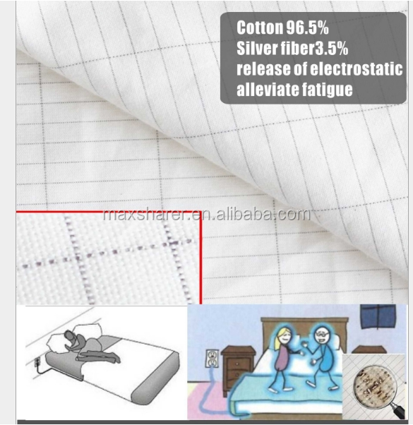 China Factory Size Customized Silver Fiber Cotton Organic Grounded Earth White Bed Sheet Bedding Flat Fitted Sheet