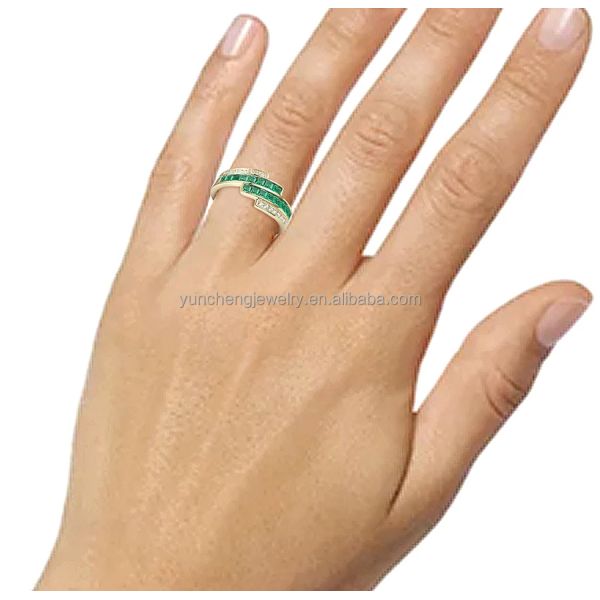 Prong Setting Emerald Ruby Women'S Diamond Statement Rings Size 6- Size 10