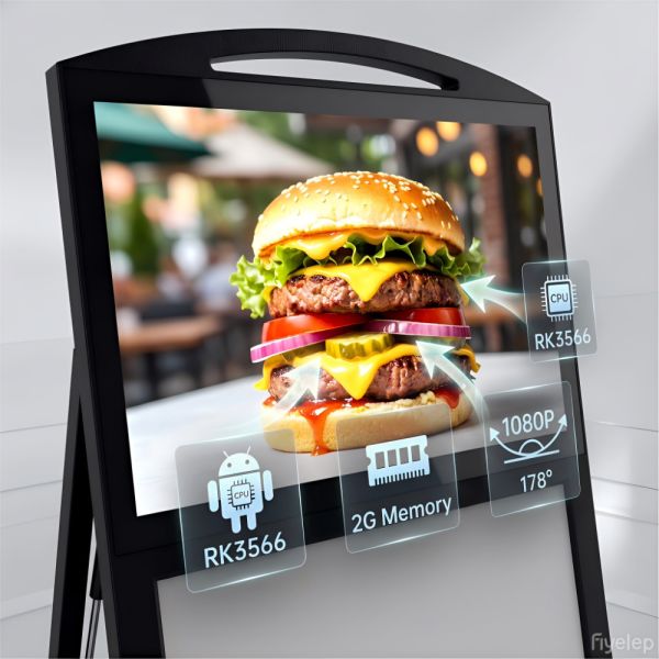 Floor Standing Android Digital Advertising Display 21.5 Inch with LED Fluorescent Writing Board