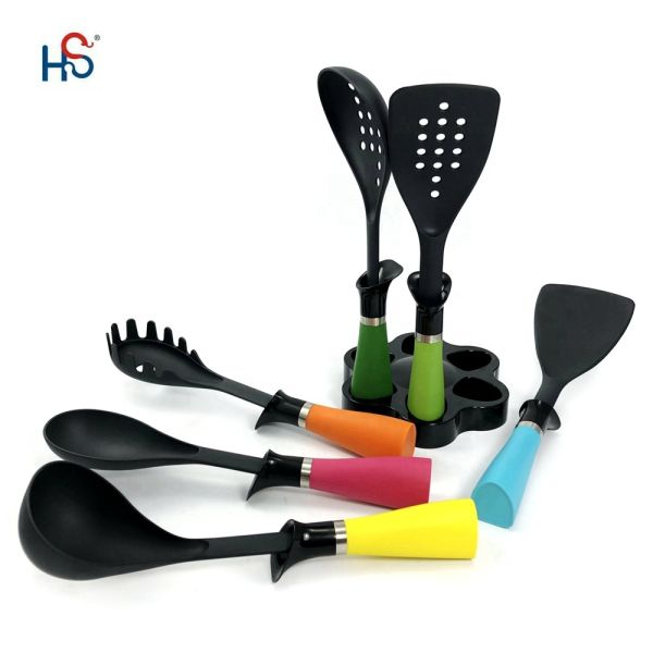 Non-stick Kitchen Utensils Set with Colorful Nylon66 Handles and Silk Printing Logo
