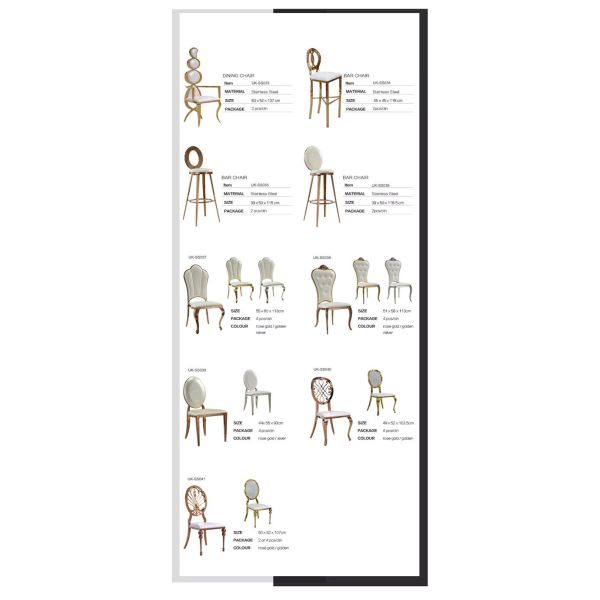 Casamento de aço inoxidável da parte traseira de círculo do ouro que janta cadeiras com o coxim de couro branco