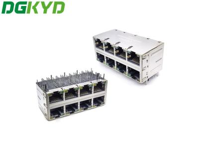 Shielded 2x4 Multiport RJ45 Professional Female RJ45 PCB Connector Gigabit Integrated Transformer