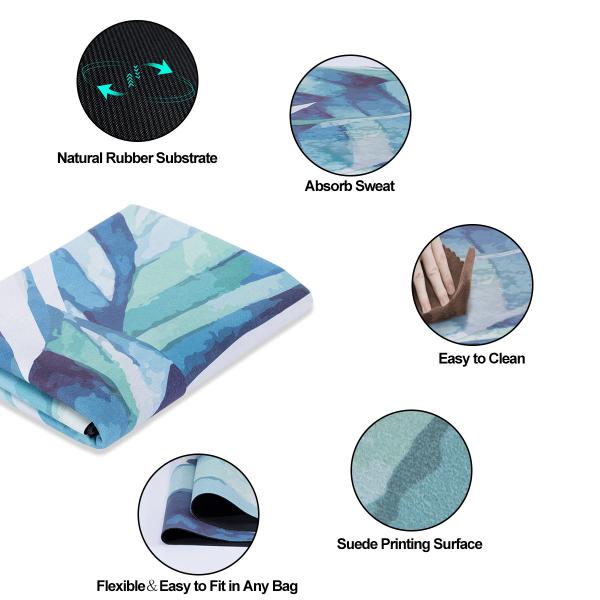 Folding Printed Travel Yoga Mat With Anti Corrosion Wet Slip Function
