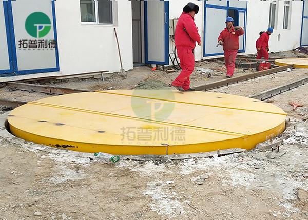 Sand Blasting Room Using Industrial Electric Turntable Transfer Carts 25 t Load Capacity