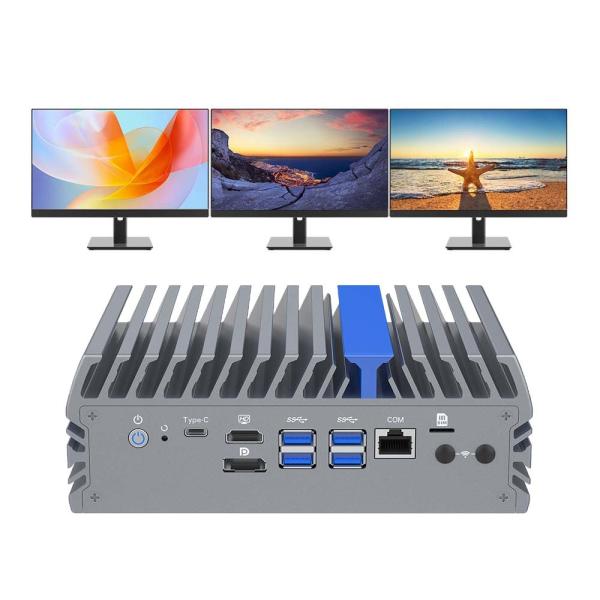 Barebone Fanless Mini PC ファイアウォール 超7 155U インテル グラフィックディスプレイ チップ 4.3 GHz マックスターボ 違いを体験する