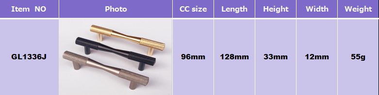 Norway Stylish  Handles Kitchen cabinet pulls and handles Knurled Handle Brushed Brass  Aluminum Door pulls
