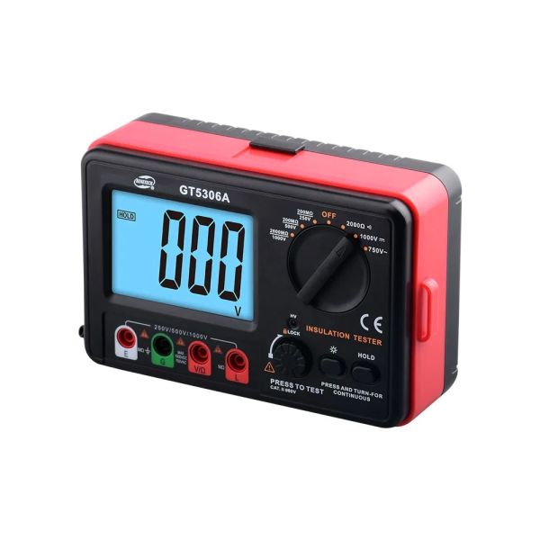 GT5306A Digital Ohm Meter High Tension Megger with 1000V Voltage Insulation Resistance Measurement and LCD Back-light