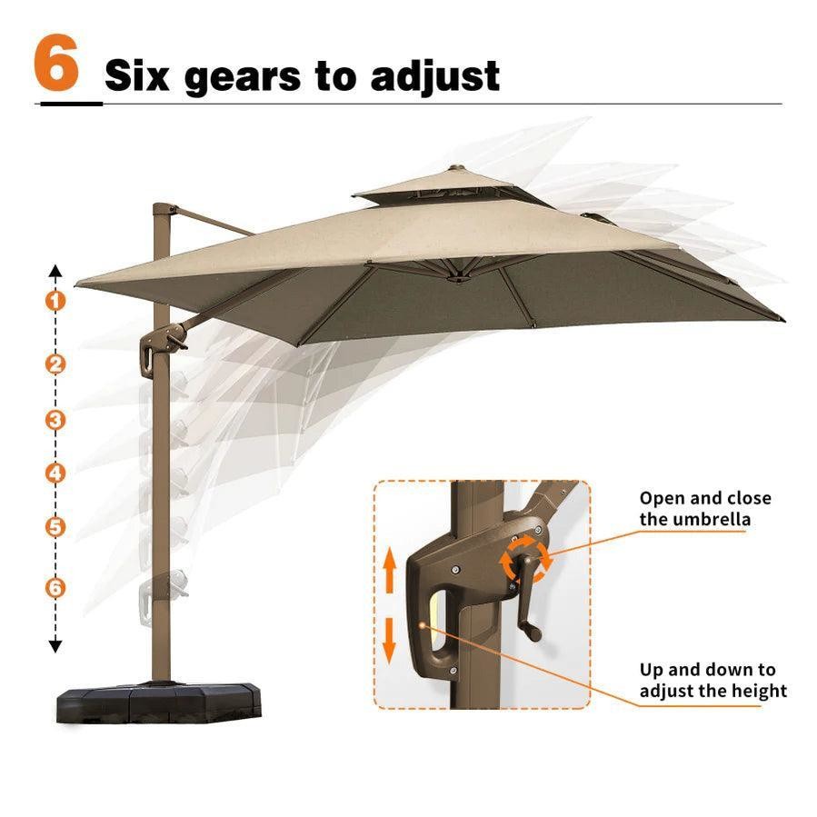 360 Degree Rotating Offset Patio Umbrella with LED Light Your Garden's Ideal Choice