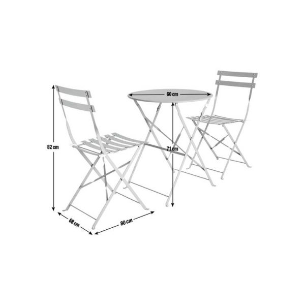 Stylish Metal Steel Garden Set for Patio Garden Cottage W80xD68xH82cm Outdoor Bistro Set
