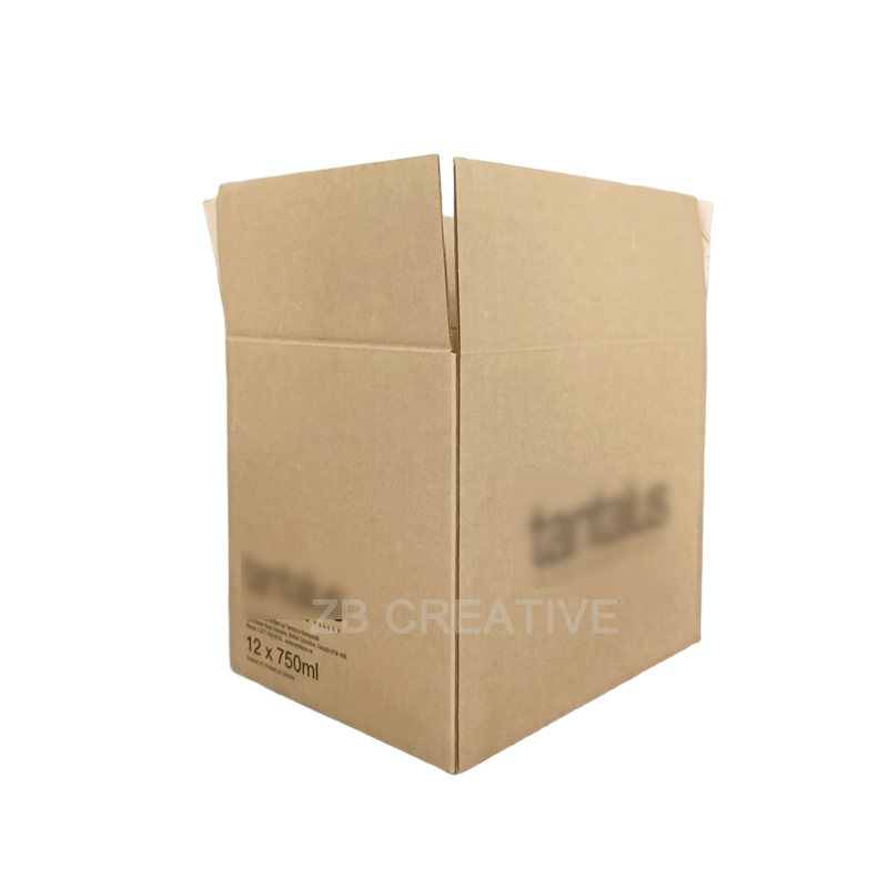 Watermark Printed B-Flute Corrugated Carton Box 200g Kraft Liner Board Glass Bottle Bulk Shipping