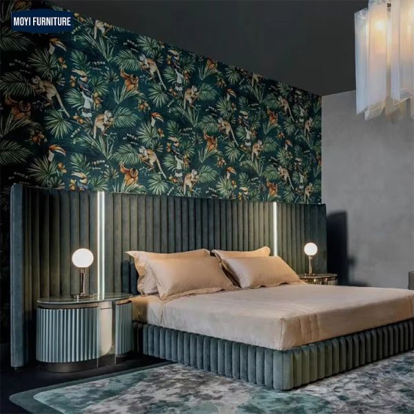 Customized Size Luxury King Size Bed Double Frame Headboards Italian Modern Luxury Super Wooden Upholstered Designs