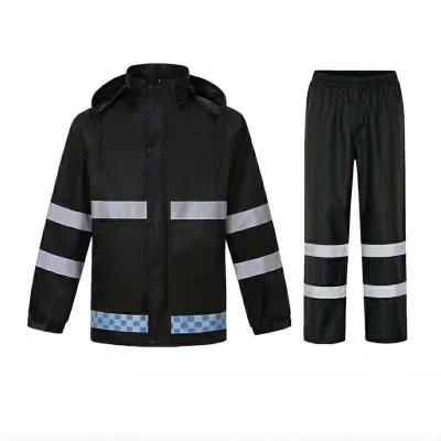 Vestuário de chuva de segurança reflector de nylon com capuz, equipamento de chuva de alta visibilidade