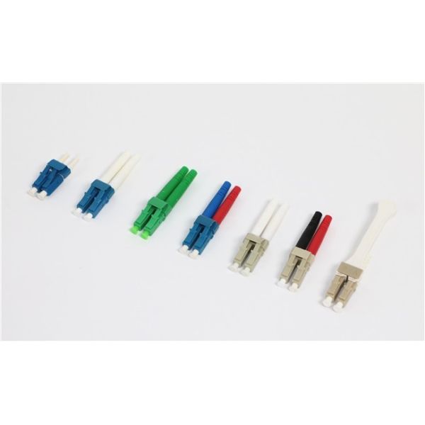 LC OM4 Fiber Optic Cable Connectors With 90 Degree Boot Aqua Fiber Cable