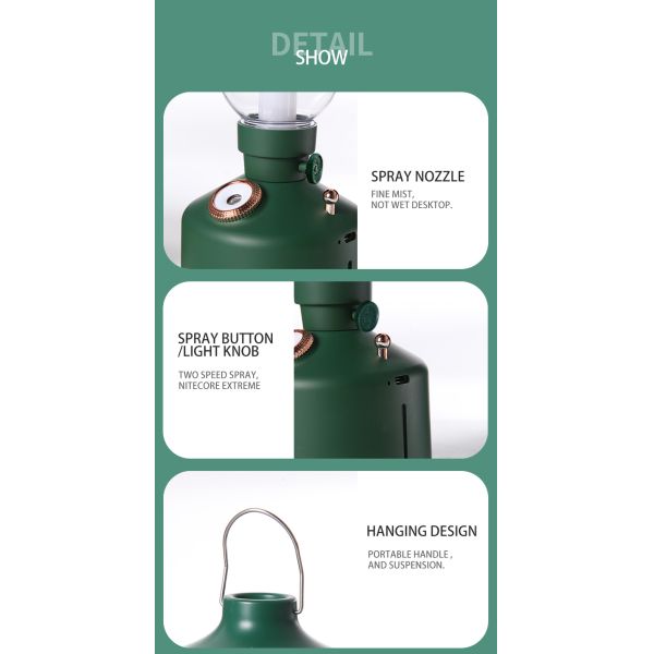 Home Camping Use Mini USB Warm Mist Humidifier 280ml With Dimmable LED Light