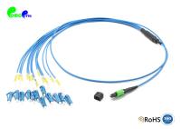 SM 12F Fanout 2.0mm MPO Trunk Cable MPO male - LC UPC Harness Cable With LSZH Blue Cable Super Low Loss