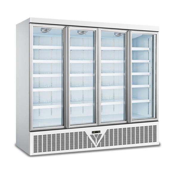 2024 4-Door Glass Door Display Supermarket Beverage Freezer Chiller 220V LED Light Cool Climate Type Refrigeration Equipment