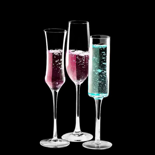 Clear Bulk Glassware Hand-Blown Crystal Champagne Flutes 7.5oz (Set of 6) for Hospitality/Gifting