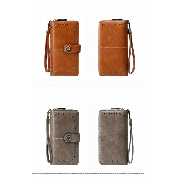 Hot-selling RFID anti-magnetic wallet Long zipper women's wallet Large capacity handbag