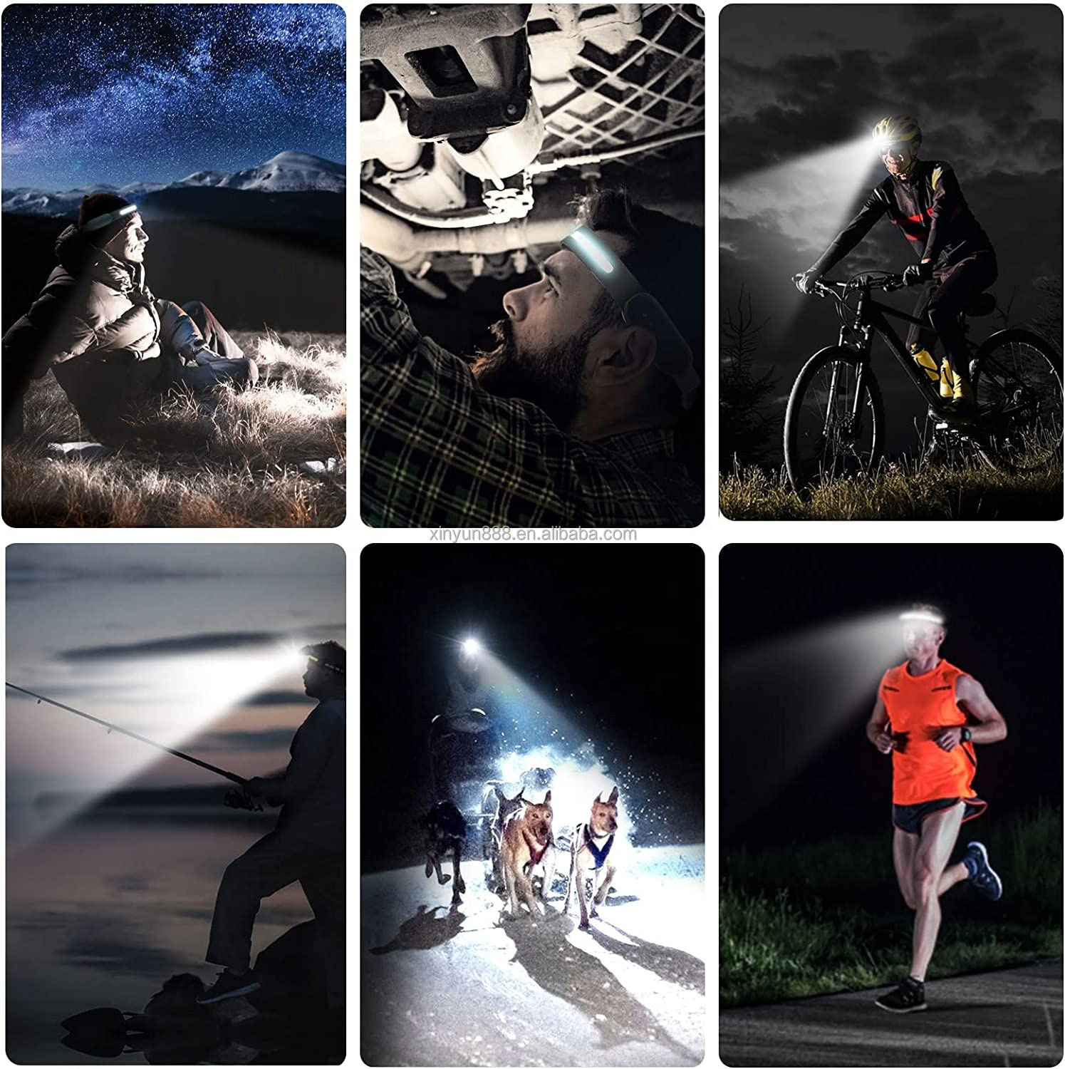 New COB Large Floodlight Ultra Bright Work Light Night Running Maintenance  Sensing Rechargeable Headlamp