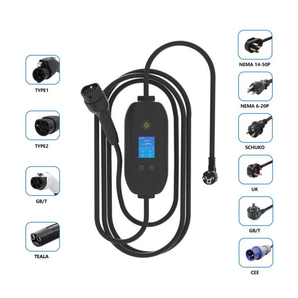 Portable Car Charger Customizable AC 3.5kw 16A EV Charger for Electric Cars