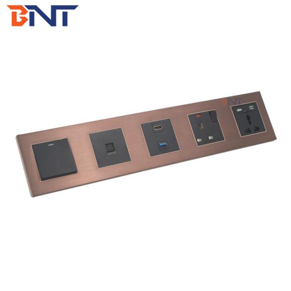 square silver aluminum panel multimedia hotel room wall socket/hotel tv media wall plate