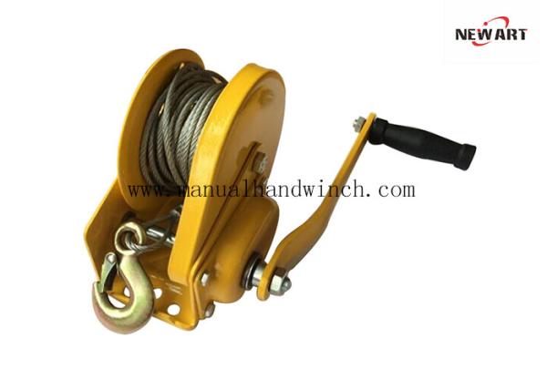 Stainless Steel / Yellow Powder Spur Gear Drum Winches Noiseless Hand Winch With Brake Manual - Capacity: 1200 Lbs