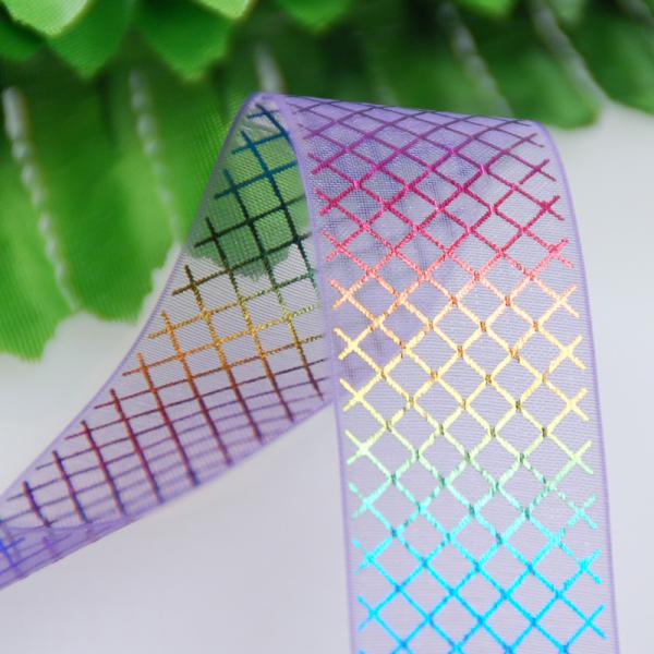 Fragrance Packaging Rainbow Organza Ribbon , 19mm Length Sheer Organza Ribbon